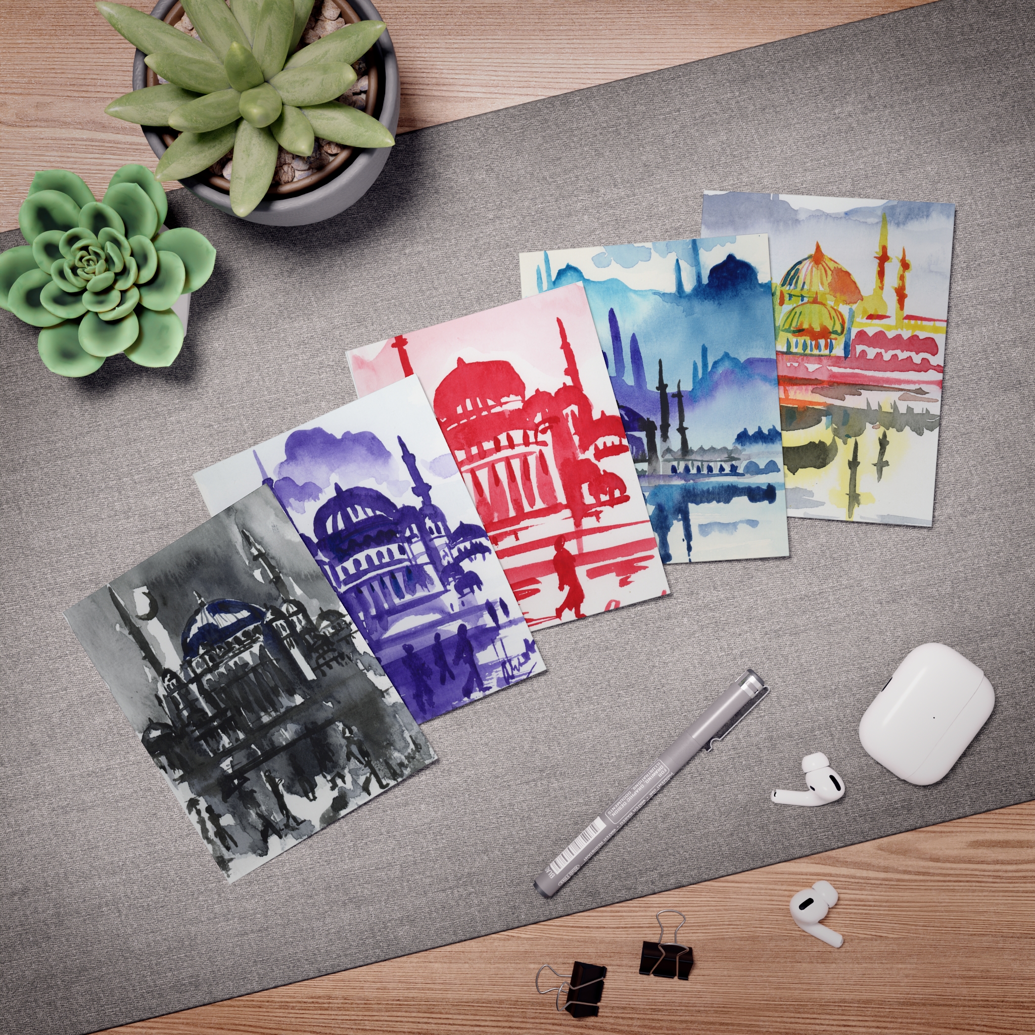 İstanbul Twilight — watercolour postcard